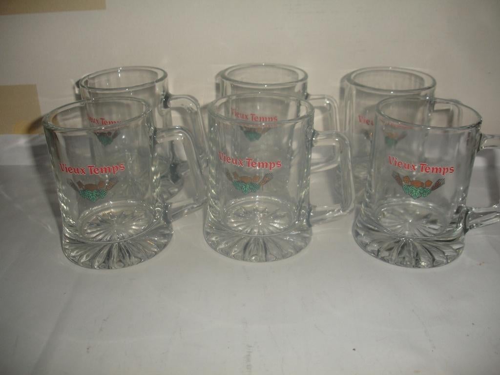 Bierpot Vieux Temps, brij. Inbev Leuven, 7 stuks voor € 4,00, Ophalen of Verzenden, Zo goed als nieuw, Glas of Glazen, Stella Artois