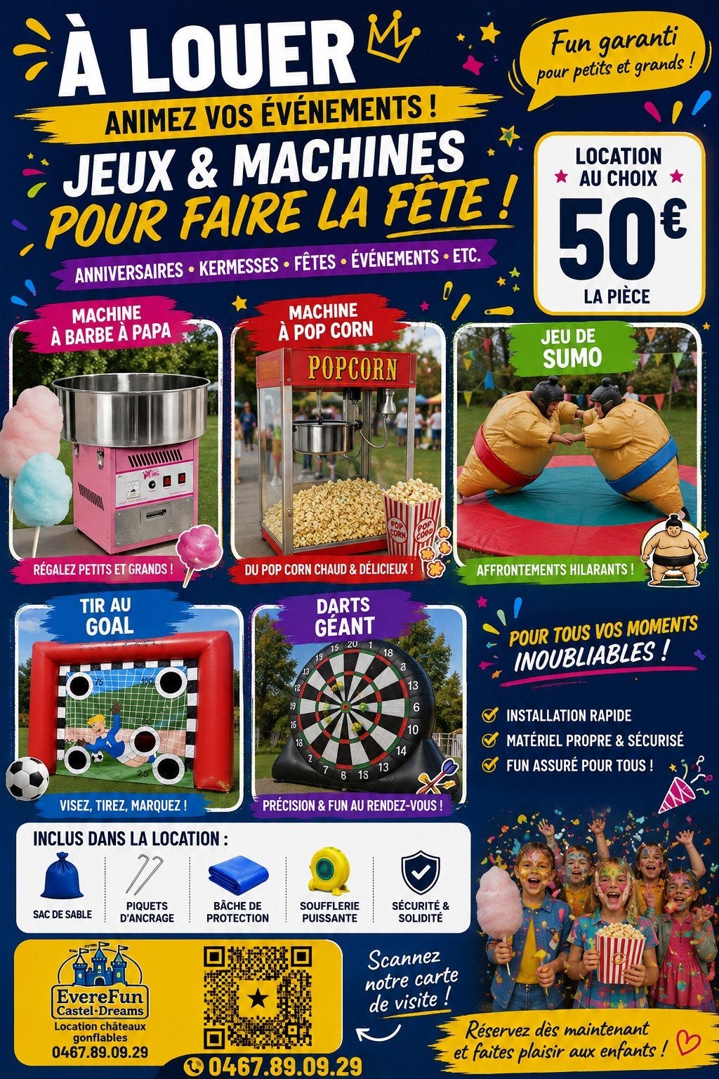 pop corn - barbe à papa - sumo - goal géants - Darts géant,., Tickets & Billets