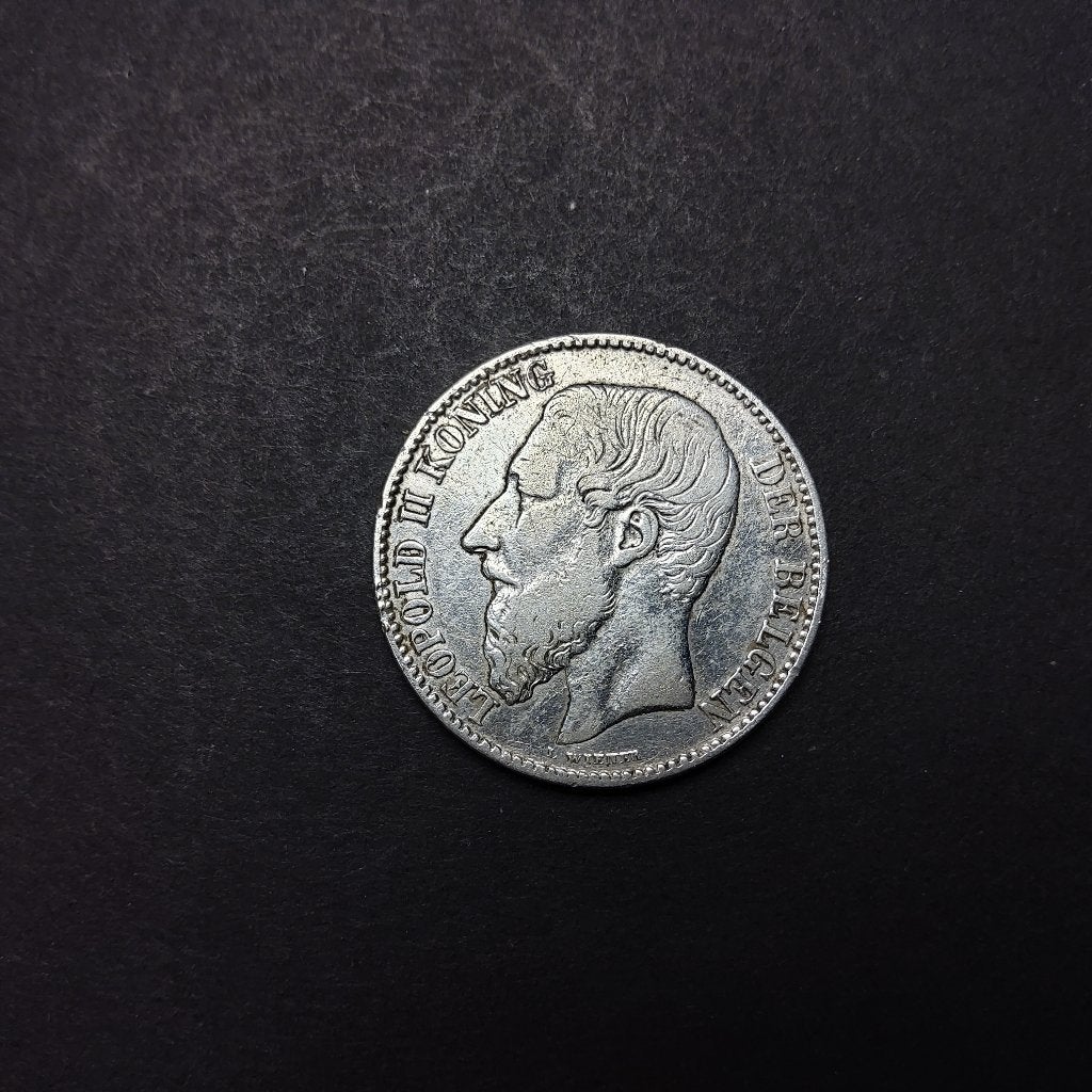België 2 frank zilver Leopold II 1887 Vlaams, Enlèvement ou Envoi, Monnaie en vrac, Argent, Argent