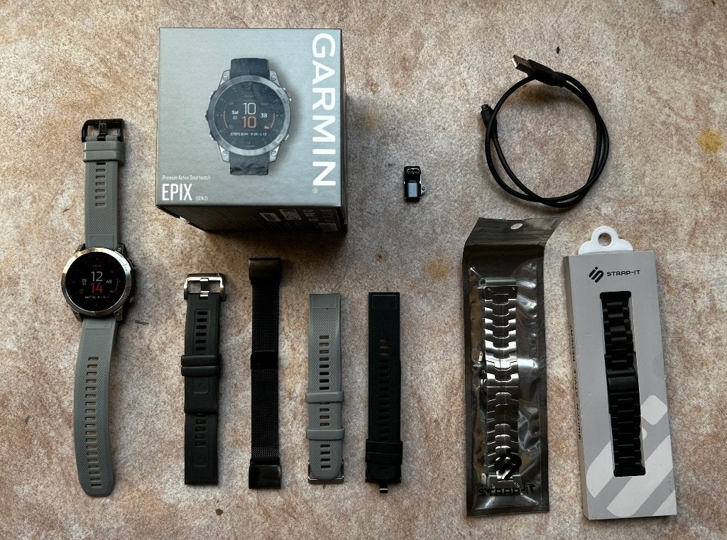 Montre Garmin Epix Gen2 avec accessoires, Étanche, Gris, Garmin, Enlèvement