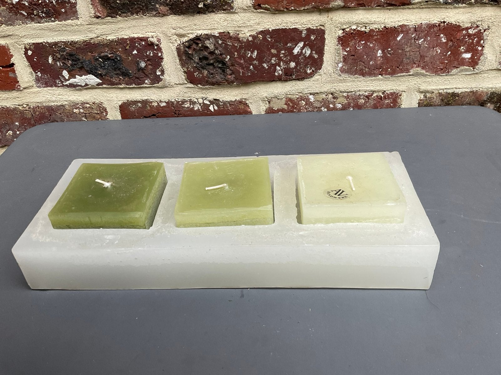 Prachtige AL Handwerk kaarsenset in wassen houder – Nieuw!, Ophalen, Groen, Was