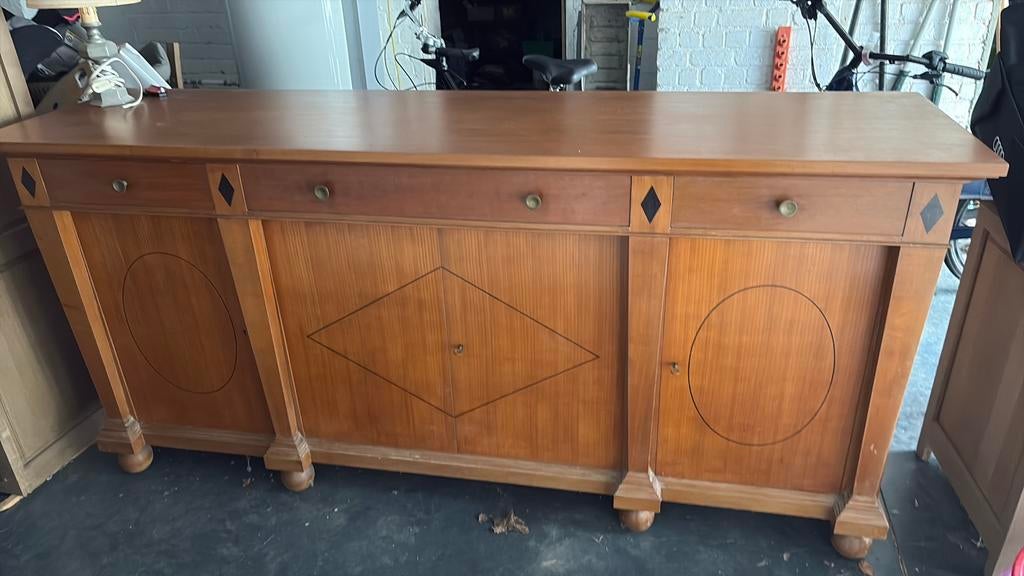 Vintage dressoir jaren 60, Huis en Inrichting, Kasten | Dressoirs, Ophalen, Gebruikt, 200 cm of meer, Kersenhout