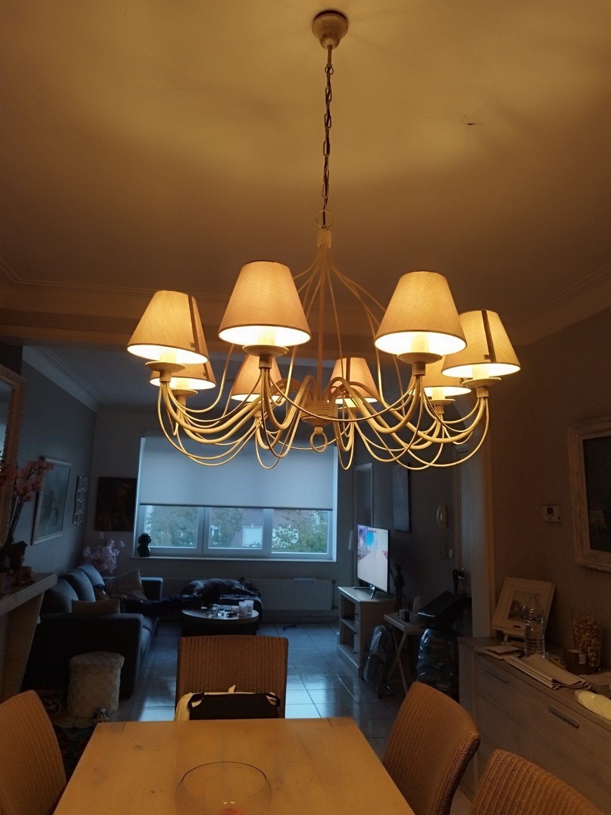 Luster met acht armen, Huis en Inrichting, Ophalen, Zo goed als nieuw, Metaal, Landelijk