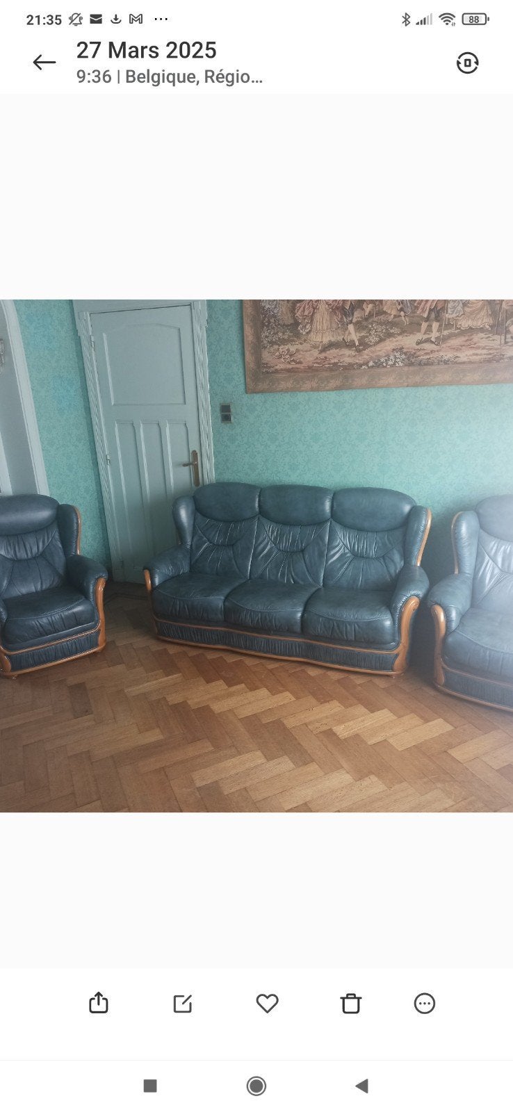 salon, Enlèvement, Comme neuf, Cuir