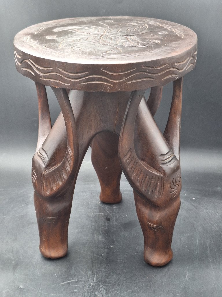 oud houten handgesneden Filipijns krukje/tafeltje, jaren 60, Ophalen of Verzenden
