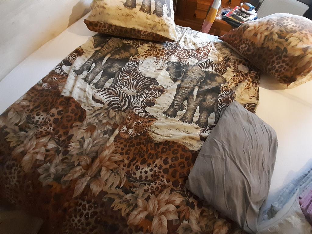 Parure de lit complète de 2 personnes, animaux de la Savane, Maison & Meubles, Chambre à coucher | Linge de lit, Gris, Housse de couette