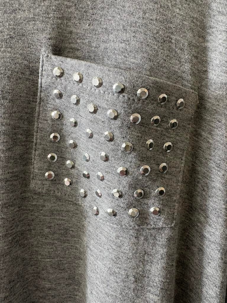 Mooie grijze blouse met steentjes van Pure (B40)., Kleding | Dames, Blouses en Tunieken, Ophalen of Verzenden, Zo goed als nieuw