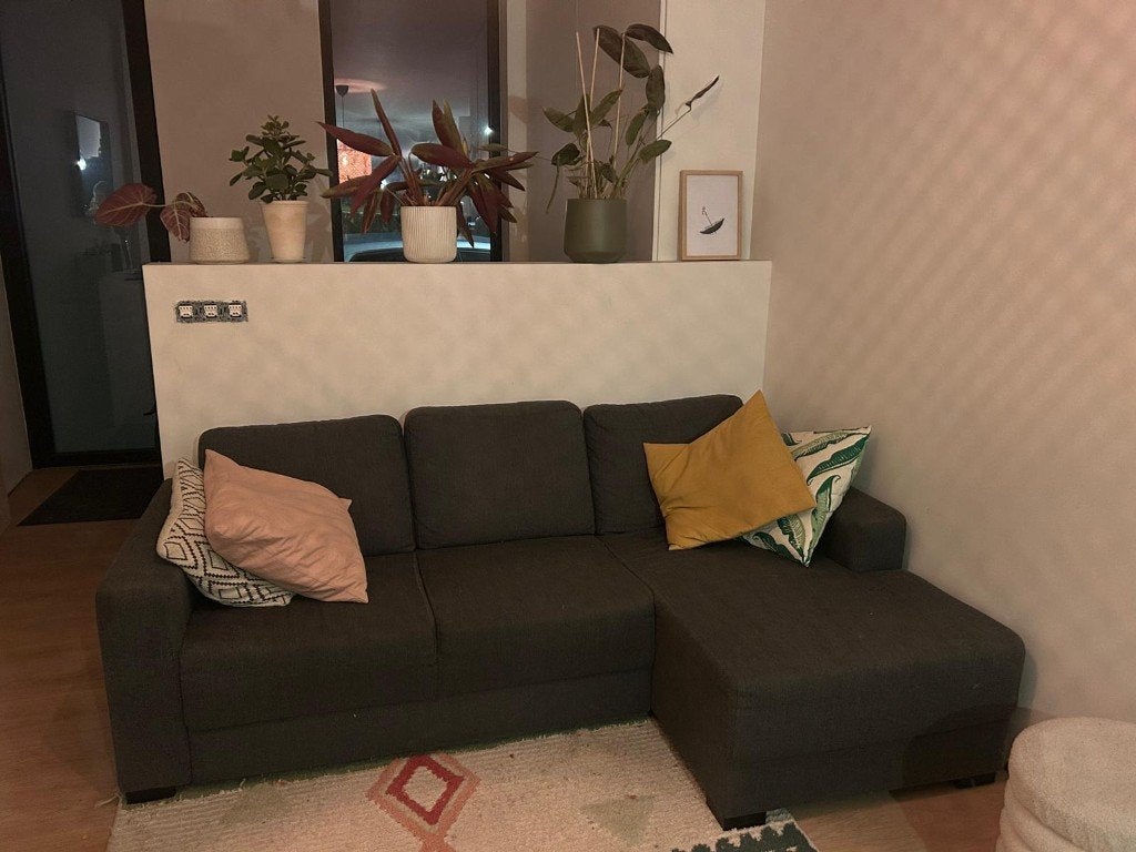Grijze ikea zetel in L-vorm, Ophalen, Modern gezellig, Gebruikt, 125 tot 150 cm