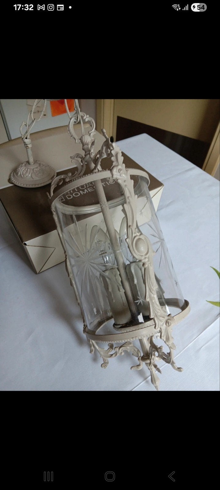 antieken hanglamp, Gebruikt, Overige typen, Ophalen of Verzenden, Glas