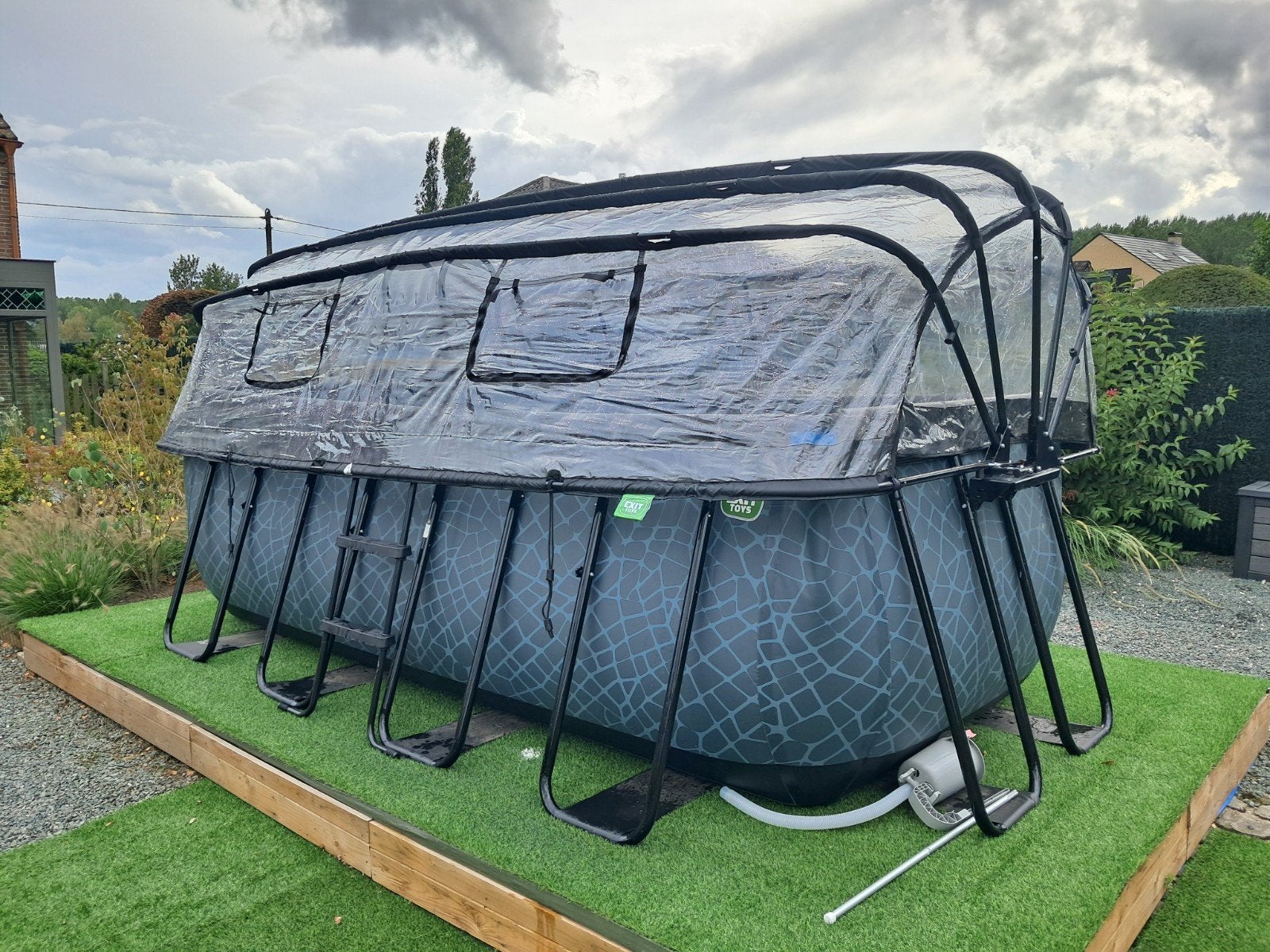 zwembad met overkapping, Tuin en Terras, Ophalen, Gebruikt, 200 tot 300 cm, 80 tot 120 cm