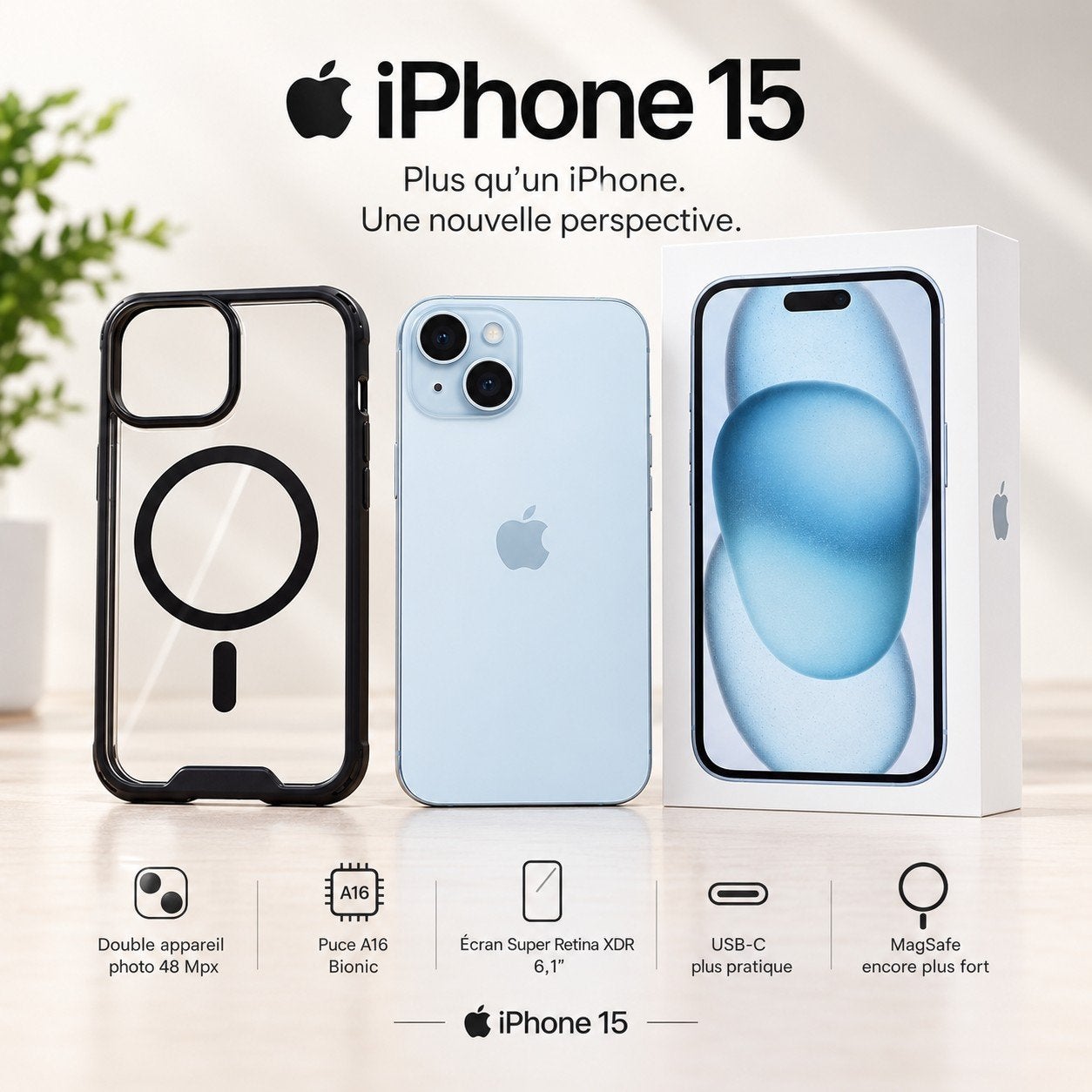 Apple iPhone 15, Télécoms, Enlèvement, Blanc, IPhone 15
