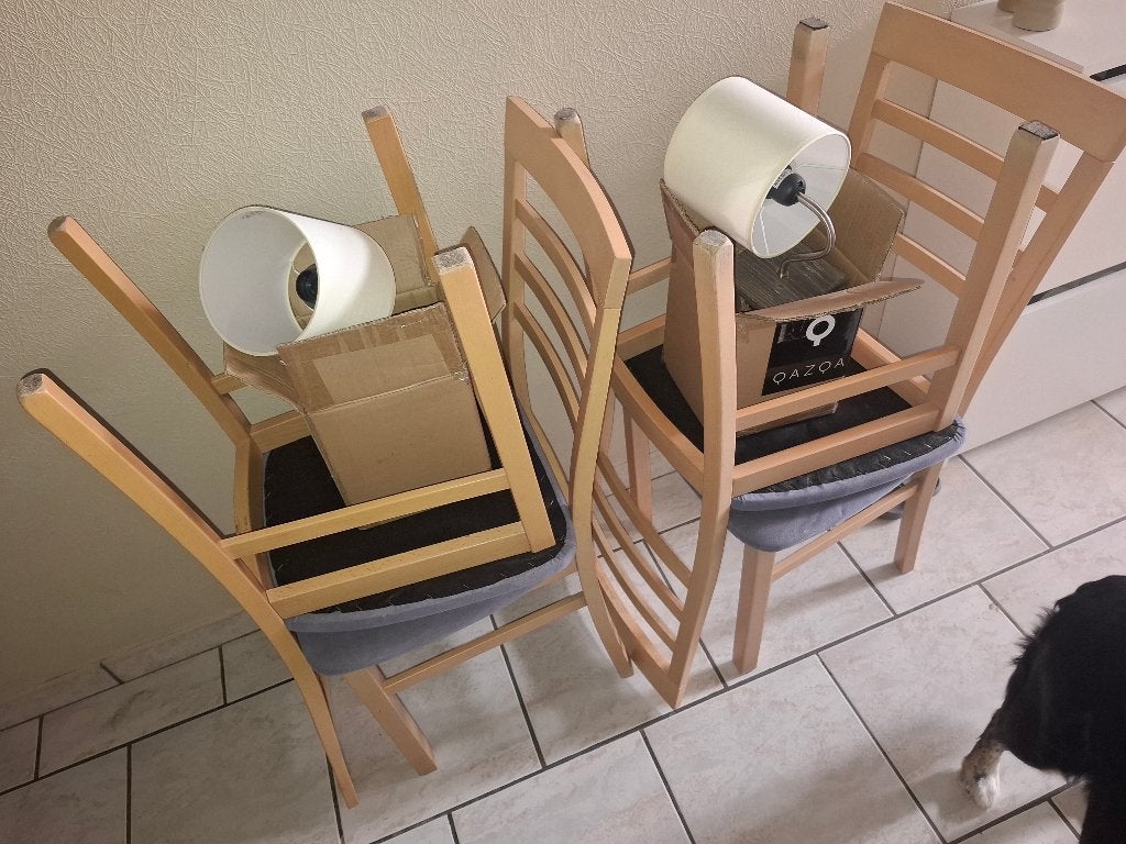 Stoelen, Huis en Inrichting, Ophalen, Gebruikt, Grijs, Vijf, Zes of meer stoelen