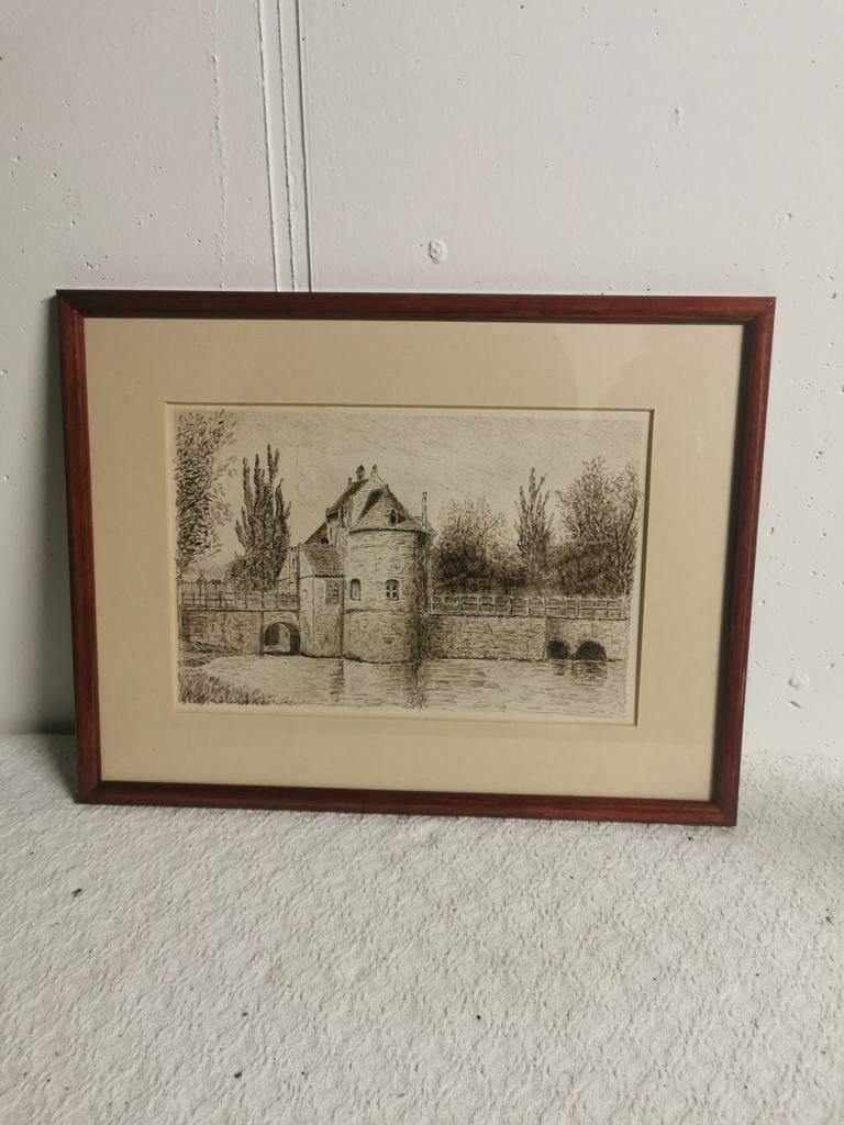 Gravure de la Smedenpoort Bruges, Enlèvement ou Envoi, Eau-forte
