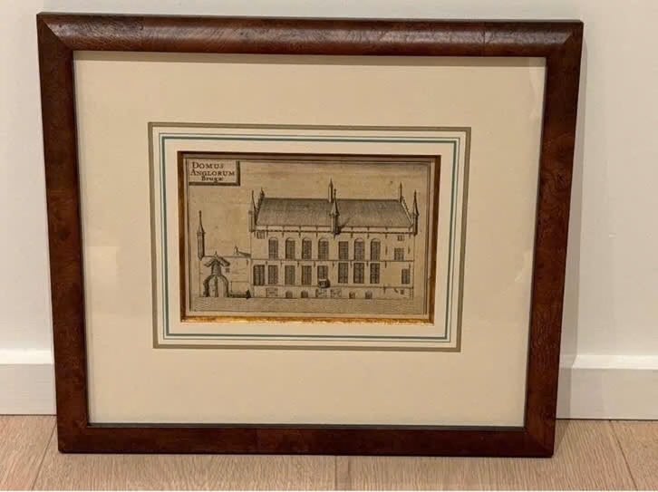 Gravure Domus Anglorum Brugae (Brugge) Sanderus, Enlèvement ou Envoi, Gravure, Encadré