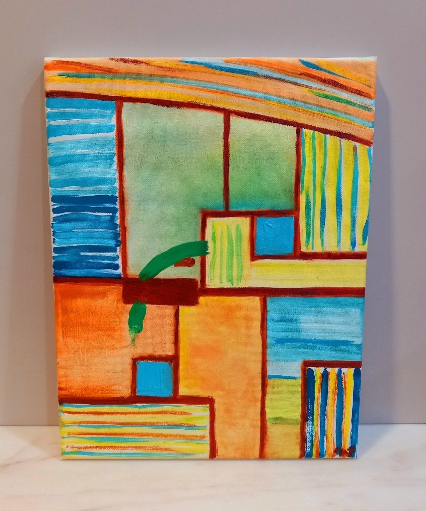 Simplicity-Summer. Modern schilderij,olieverf. 27x35 cm, Antiek en Kunst, Ophalen of Verzenden, Ophangklaar, Olieverf, Abstract