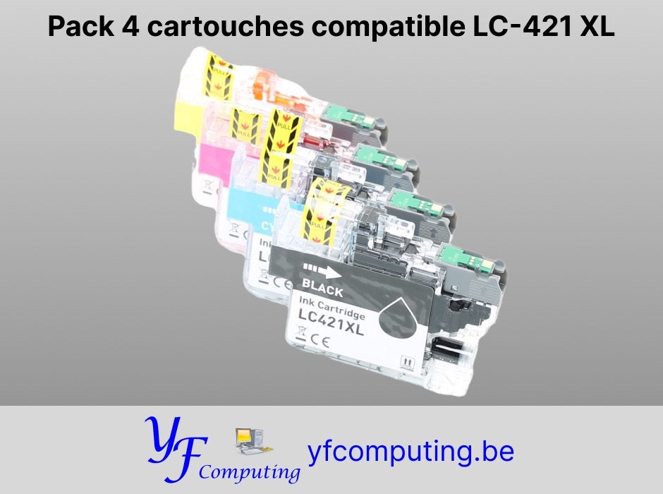 Pack 4 cartouches compatibles LC-421 XL – Neuf, Enlèvement ou Envoi, Neuf, Cartridge
