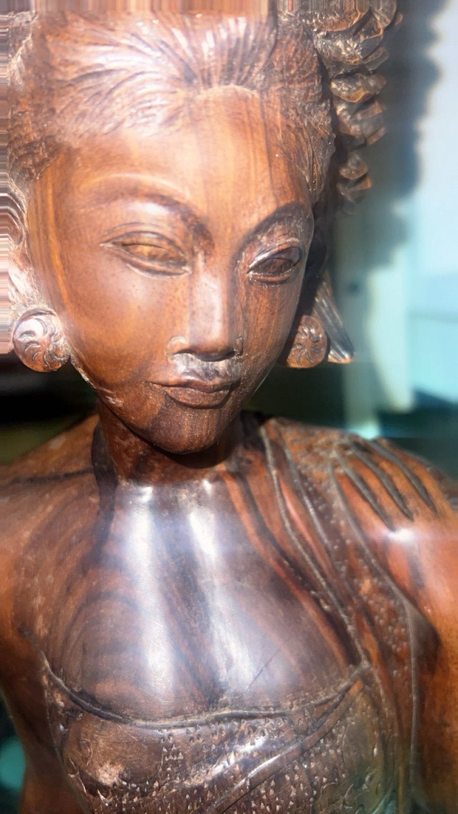 Indisch vrouwelijk houtsculptur, Ophalen of Verzenden, Zo goed als nieuw