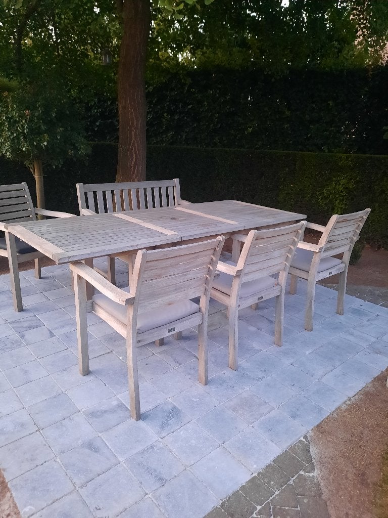 Tuinstel in teak, Ophalen, Gebruikt, 6 zitplaatsen, Teakhout