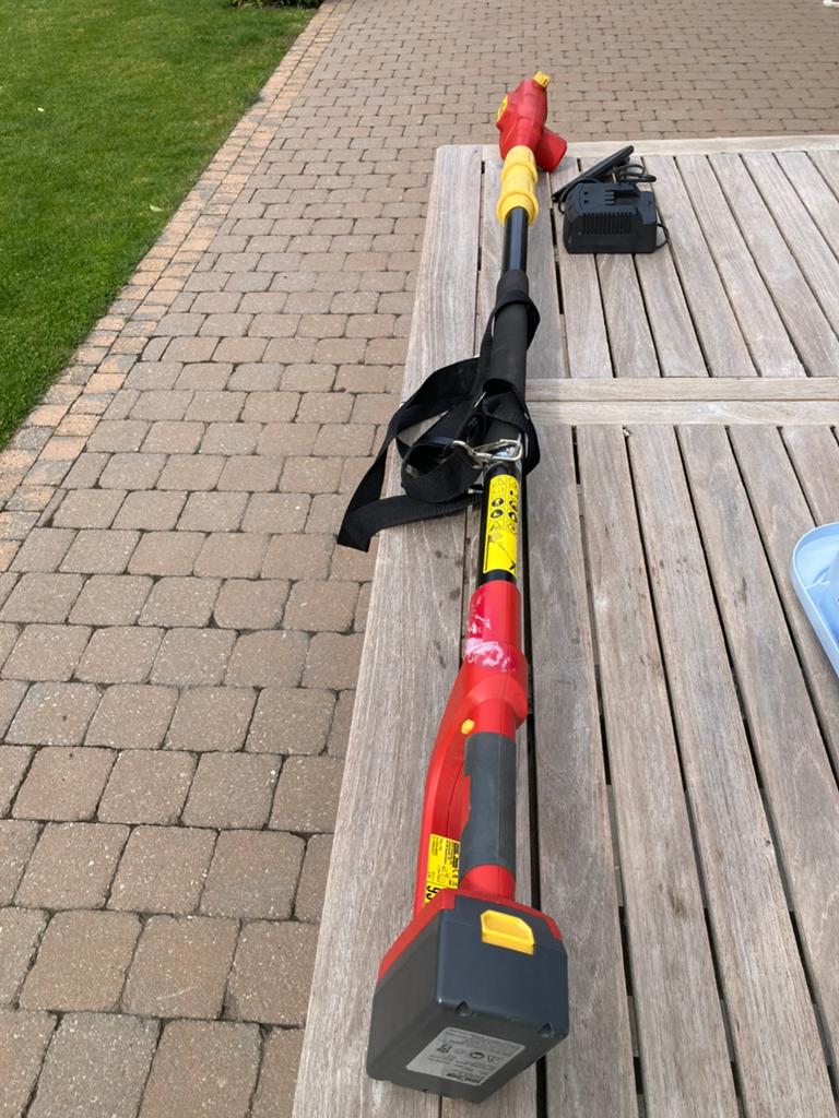 Kettingzaag op stok met  batterij. Wolf garten, Bricolage & Construction, Enlèvement ou Envoi, Utilisé, Tronçonneuse