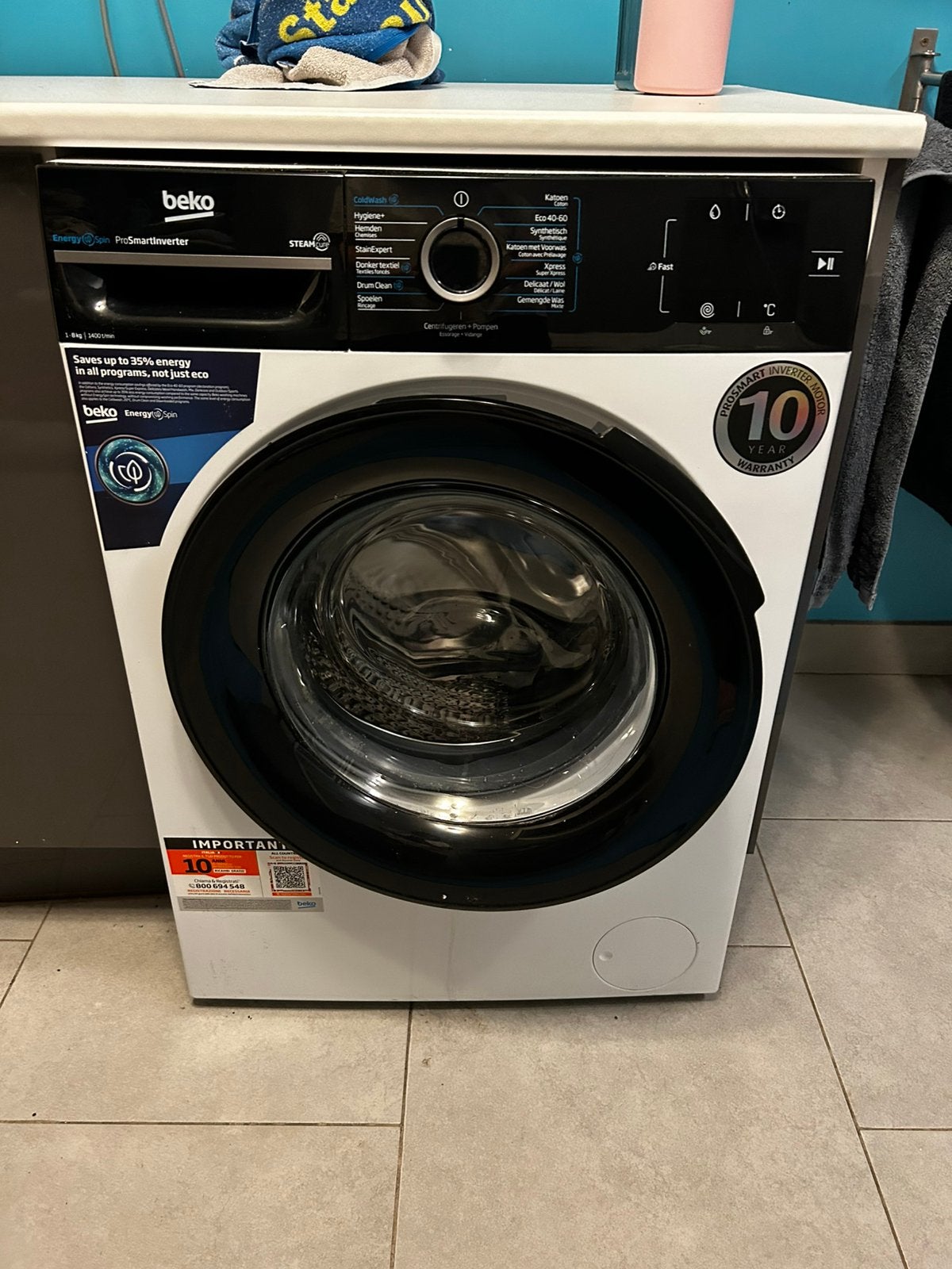 Beko wasmachine – 8 kg – 1400 toeren – €300, Elektronische apparatuur, 8 tot 10 kg, Ophalen, Zo goed als nieuw, 1200 tot 1600 toeren