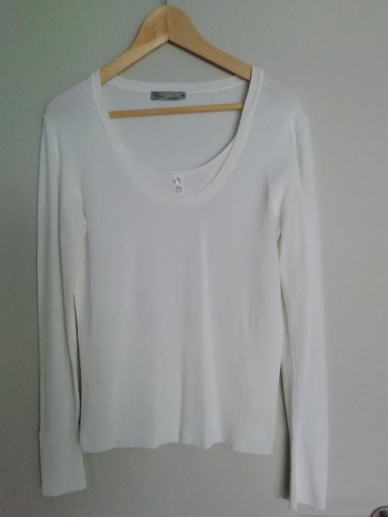 D'Auvry by wit tricot truitje met brede boord en manchetten, Kleding | Dames, Truien en Vesten, Wit, Ophalen of Verzenden, Zo goed als nieuw