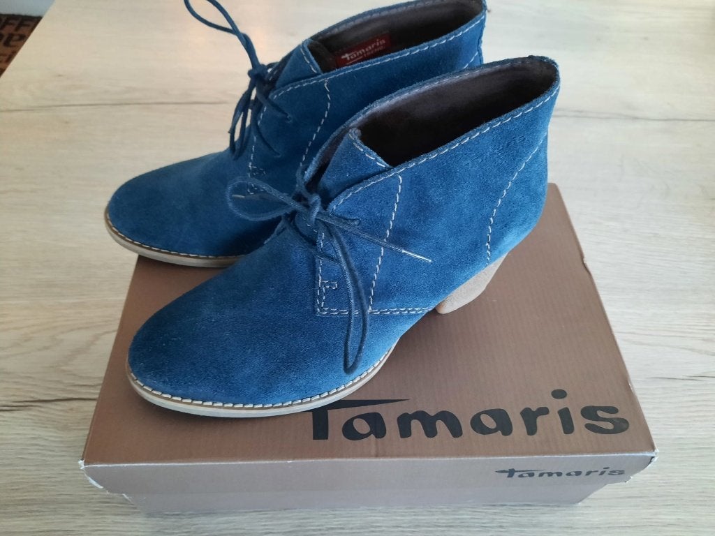 Laarsjes Tamaris maat 38 daim Blauw, Ophalen, Nieuw, Blauw