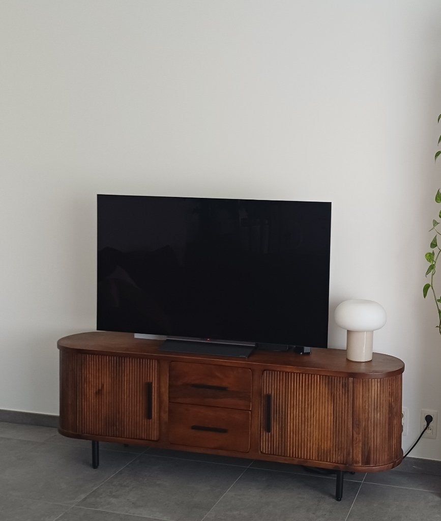 Meuble TV en manguier massif, Maison & Meubles, 25 à 50 cm, Moins de 100 cm, Comme neuf, Enlèvement