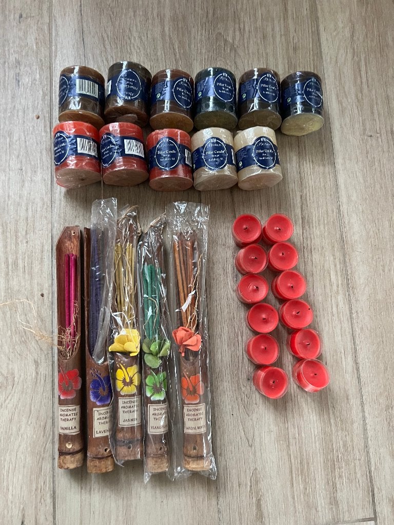 Set kaarsen en wierook, Ophalen of Verzenden, Nieuw, Meerkleurig, Kaars