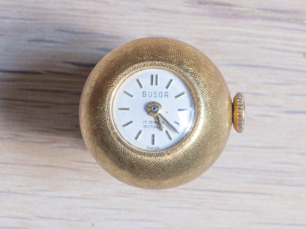 Vintage Busga Mechanisch Bolhorloge / Hangerhorloge, Bijoux, Sacs & Beauté, Autres marques, 1930 à 1960, Enlèvement ou Envoi, Doré