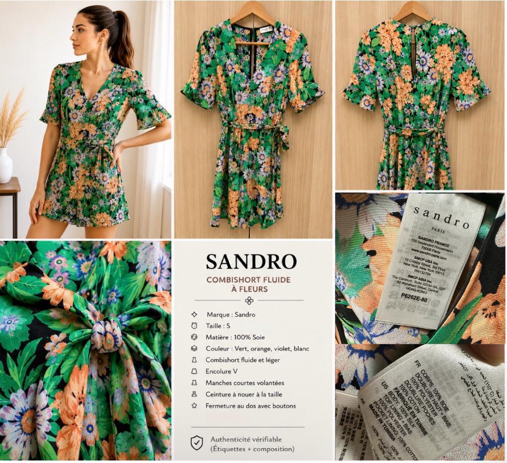 Combishort sandro neuve taille S 100% en soie, Kleding | Dames, Jumpsuits, Ophalen of Verzenden, Zo goed als nieuw