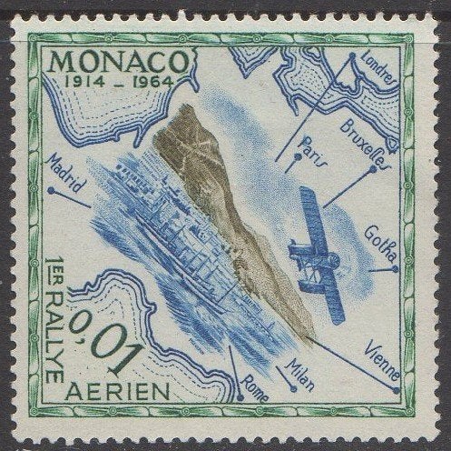 Monaco - 50e verjaardag 1e luchtrally 1914-1964, Postzegels en Munten, Ophalen of Verzenden, Monaco, Postfris