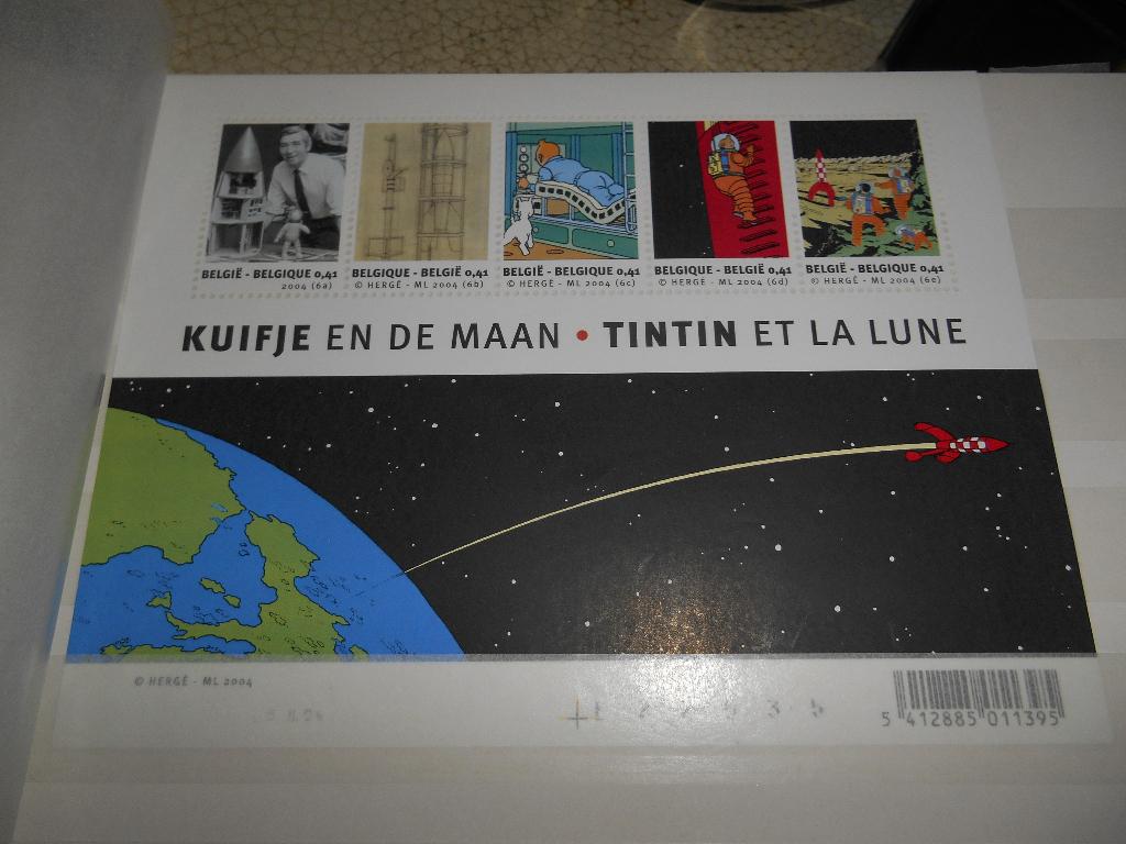 Tintin à la Lune feuillet de 5 Timbres, Enlèvement ou Envoi