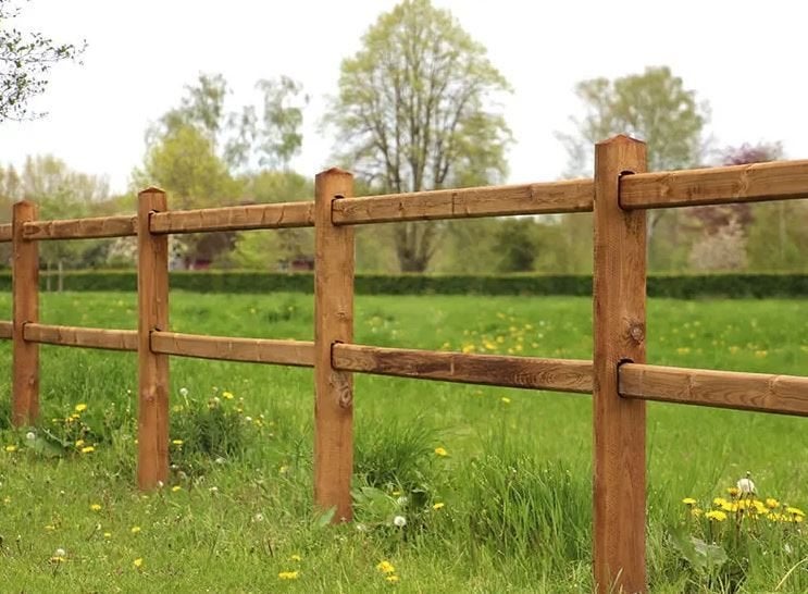 22. Omheining | houten omheining | doorsteek omheining, Weidegang, 4 paarden of pony's of meer
