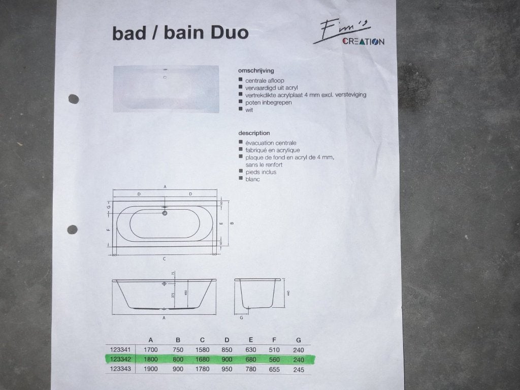 Acryl ligbad, Bricolage & Construction, Sanitaire, Enlèvement, Neuf, Baignoire