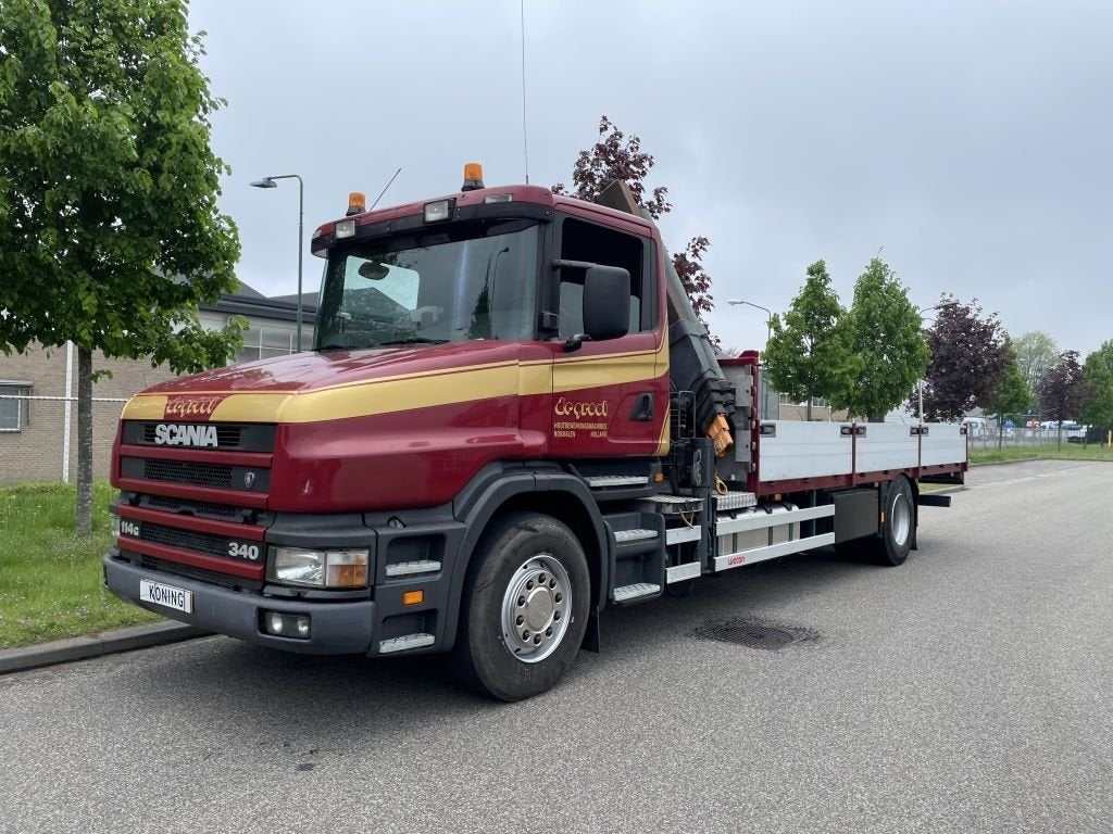 Scania T114-340 TORPEDO + KRAAN, Auto's, Scania, ABS, Te koop, Rood