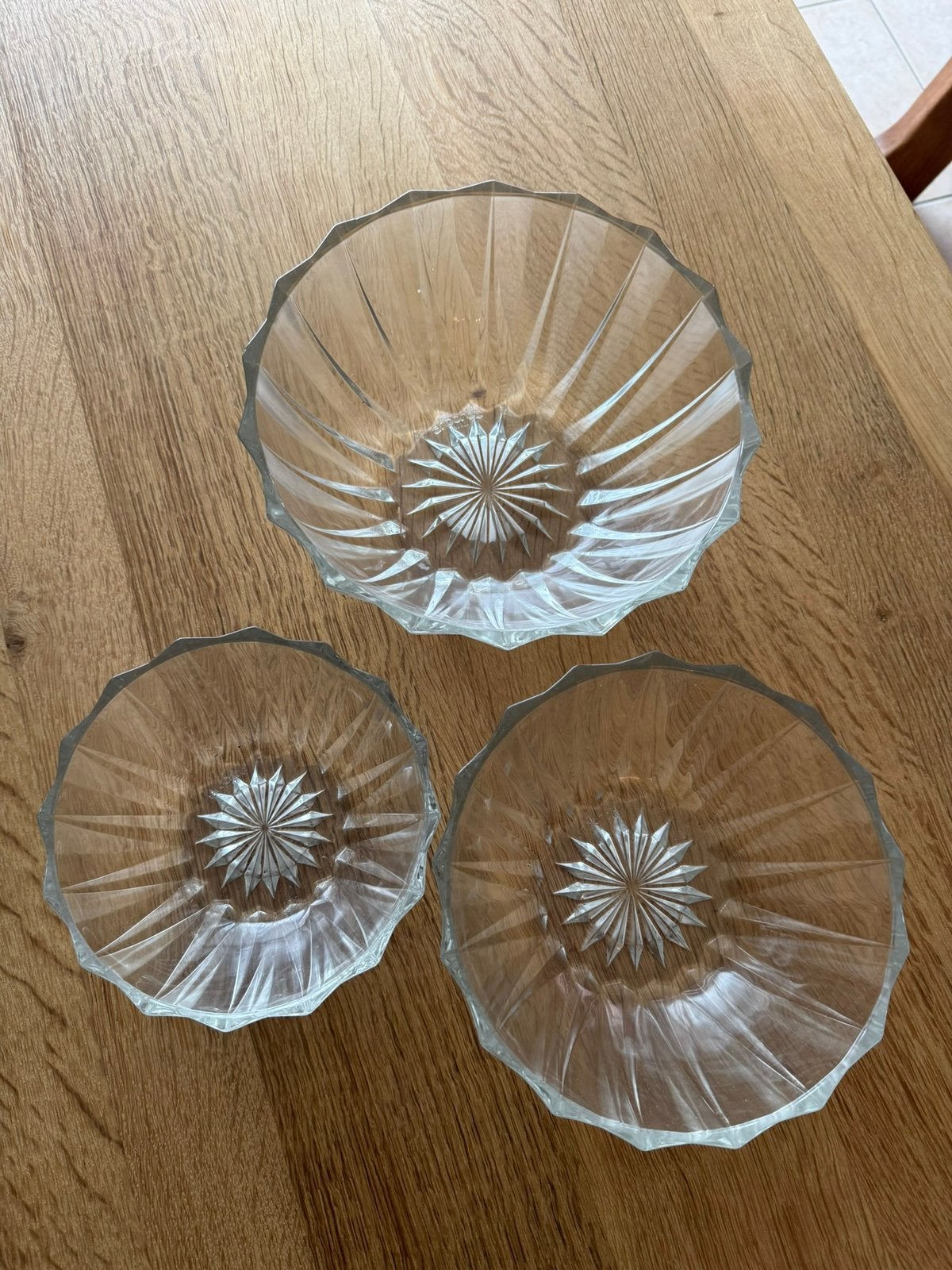 3 delige glazen schalen set, Antiquités & Art, Antiquités | Verre & Cristal, Enlèvement