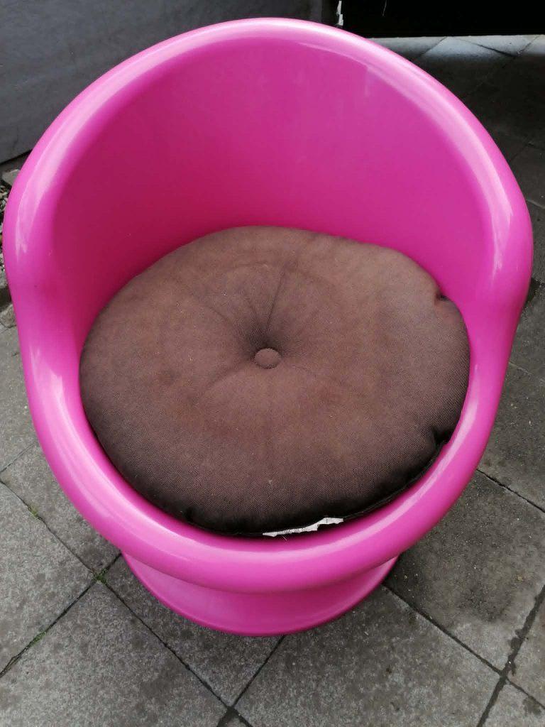 roze popptorp zetel met kussen, Huis en Inrichting, Woonaccessoires | Kussens, Ophalen, Zo goed als nieuw, Roze, Rond