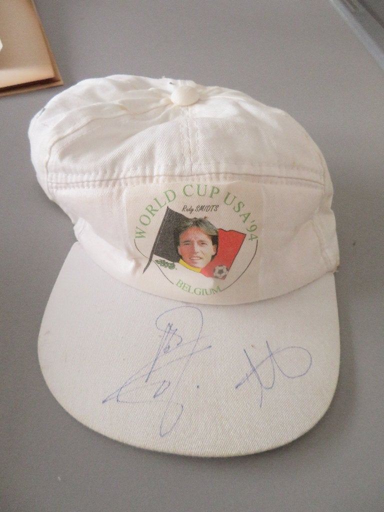 gesigneerde pet World Cup USA 94 Rudy Smidts Antwerp FC, Verzamelen, Ophalen of Verzenden, Zo goed als nieuw, Pet of Muts