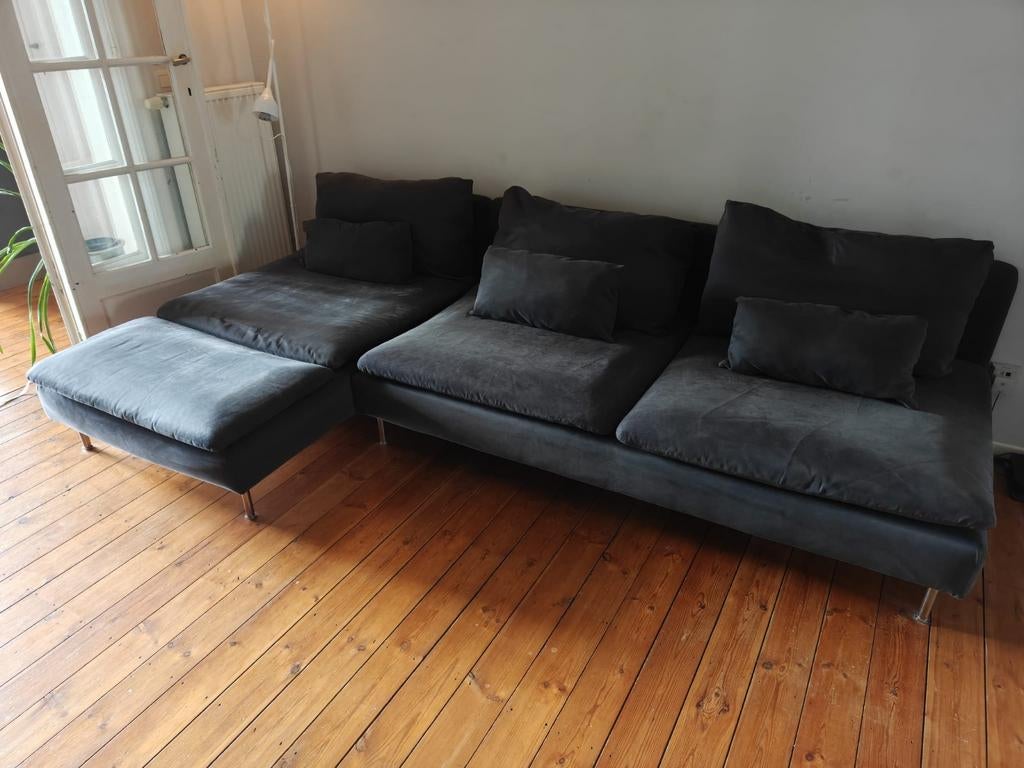 IKEA Söderhamn zetel 4-zit met chaise longue - donkergrijs, Ophalen, Gebruikt, Stof