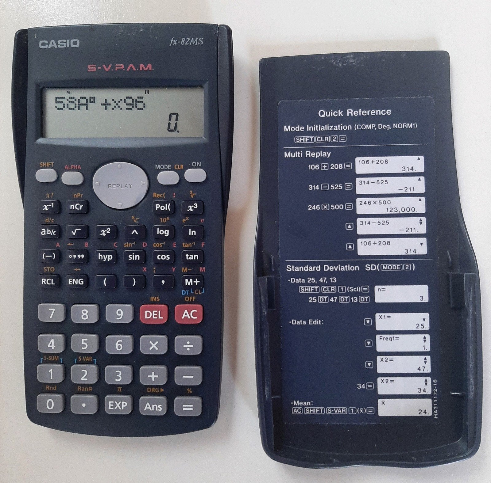 Casio Fx-82MS, Ophalen, Gebruikt