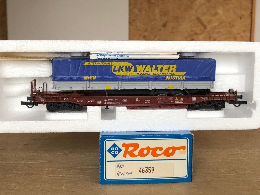 ROCO 46359 OBB WAGON KANGOUROU LKW WALTER HO, Envoi, Utilisé, Wagon, Roco