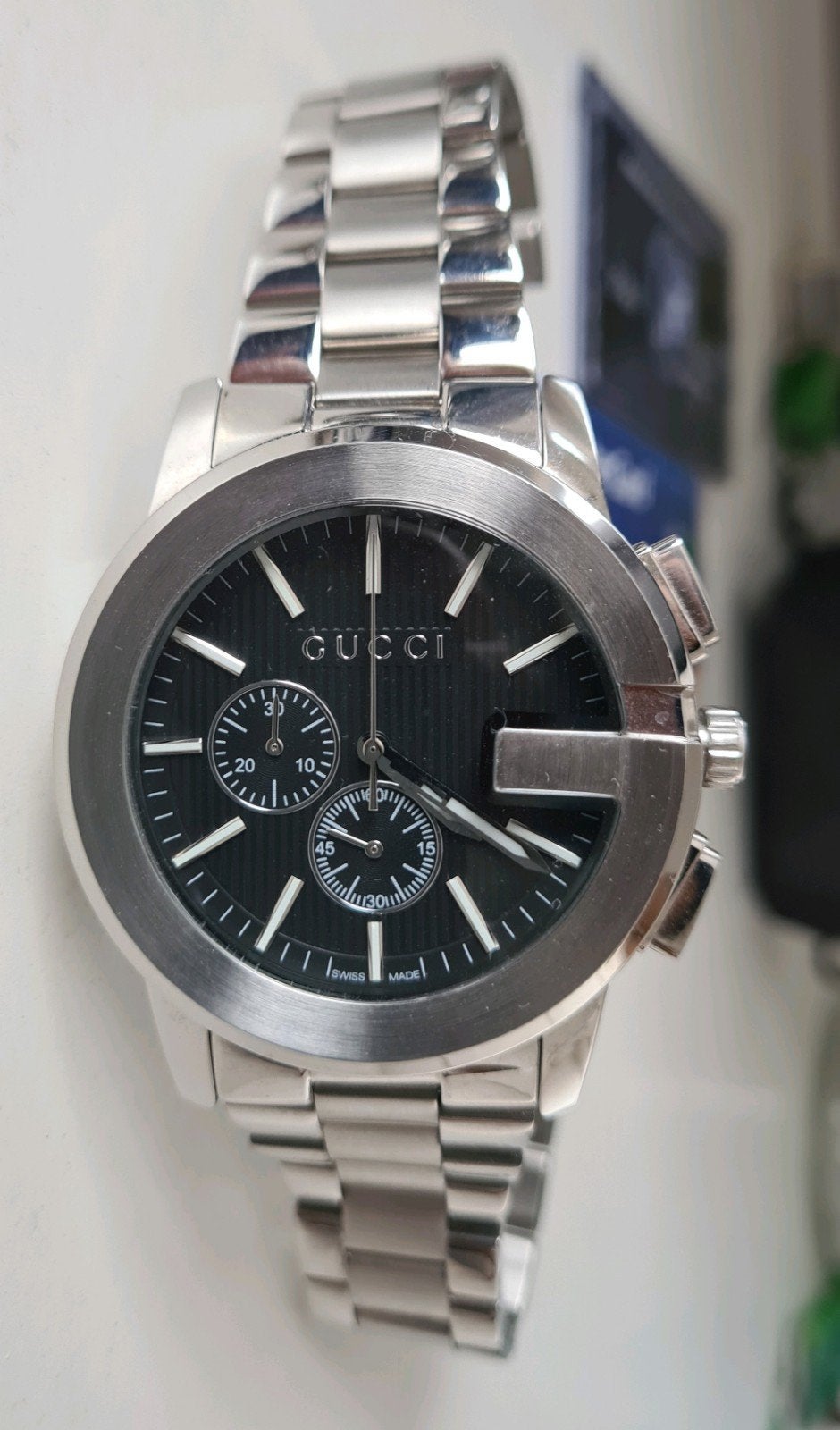 montre gucci hommes neuf quartz 300€, Handtassen en Accessoires, Horloges | Heren, Ophalen, Nieuw, Staal, Staal