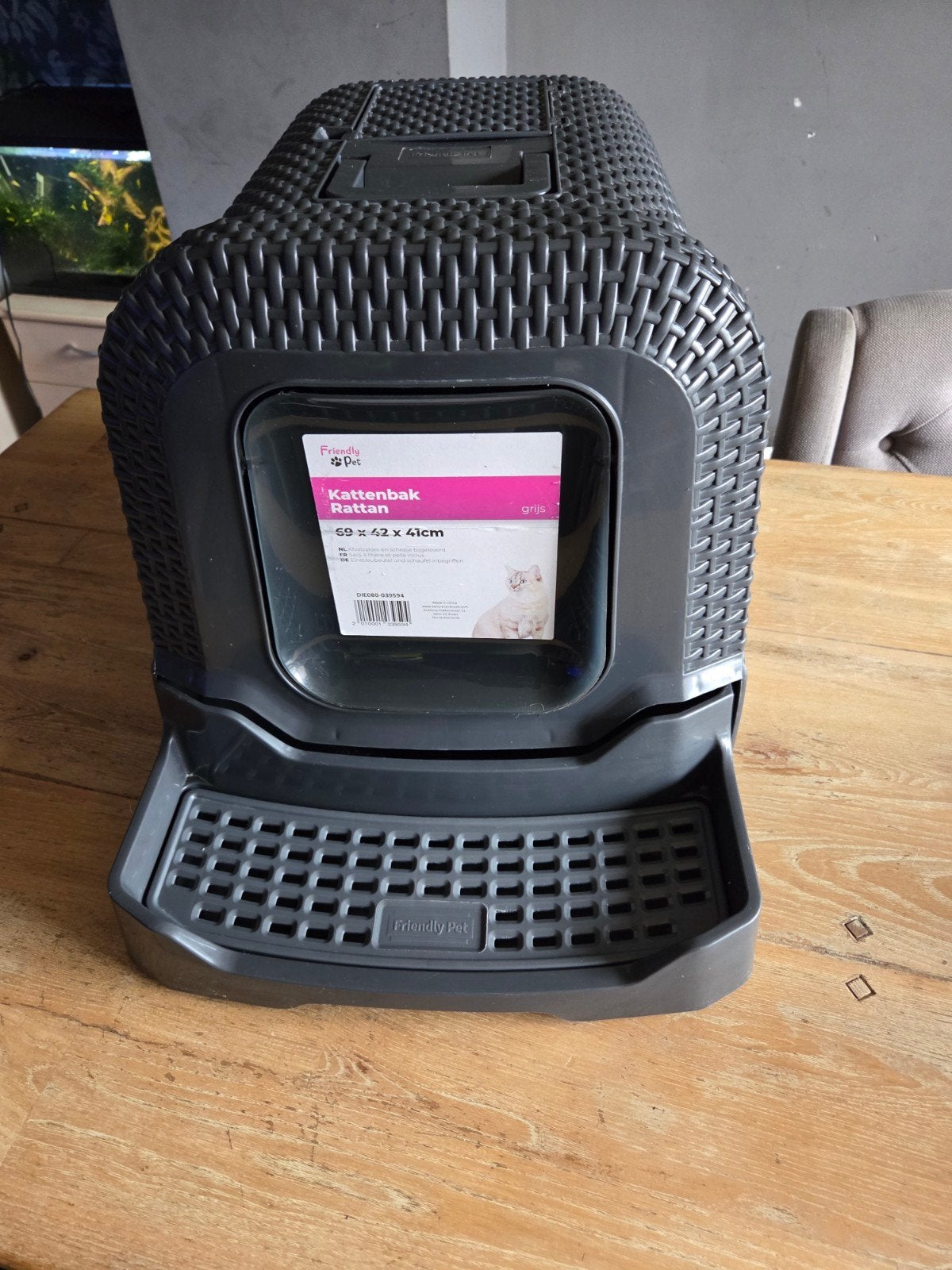 Kattenbak rattan grijs, Ophalen
