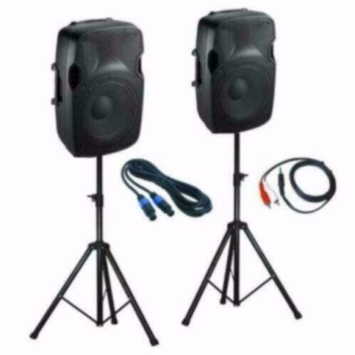 Actieve 12 inch Speakers Incl Statieven en kabels 1000 Watt, Ophalen of Verzenden, Nieuw, Overige merken