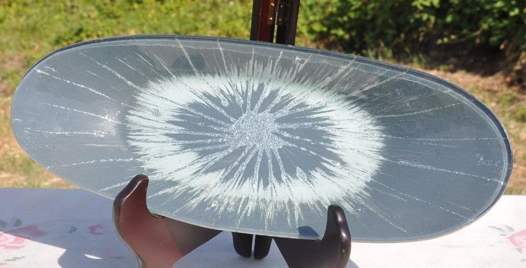 plat allongé en verre motif paillette, Enlèvement ou Envoi