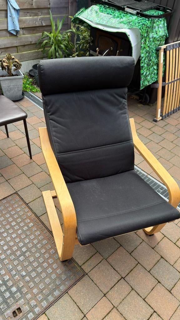 Comfortabele schommelstoel met houten frame – zwart, Huis en Inrichting, Stoelen, Ophalen, Zwart, Hout