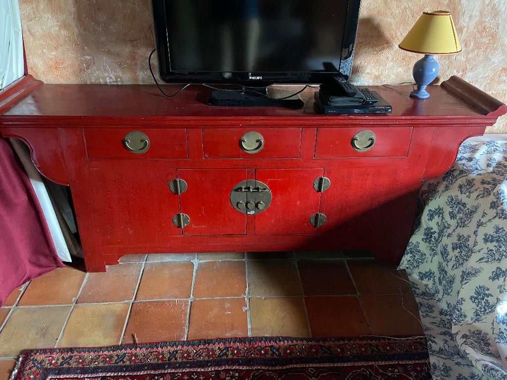 Meuble chinois laqué rouge, Maison & Meubles, Avec tiroir(s), 25 à 50 cm, Moins de 100 cm, 150 à 200 cm