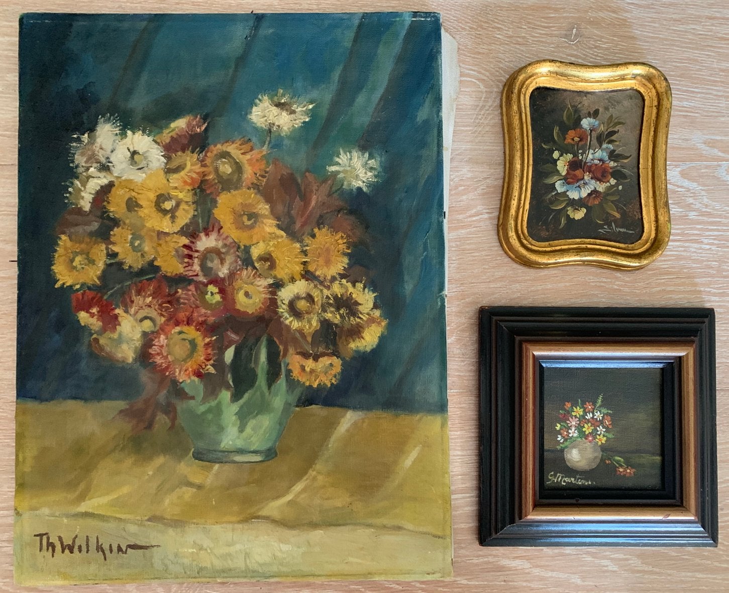 3 schilderij bloemen, Antiek en Kunst, Ophalen of Verzenden