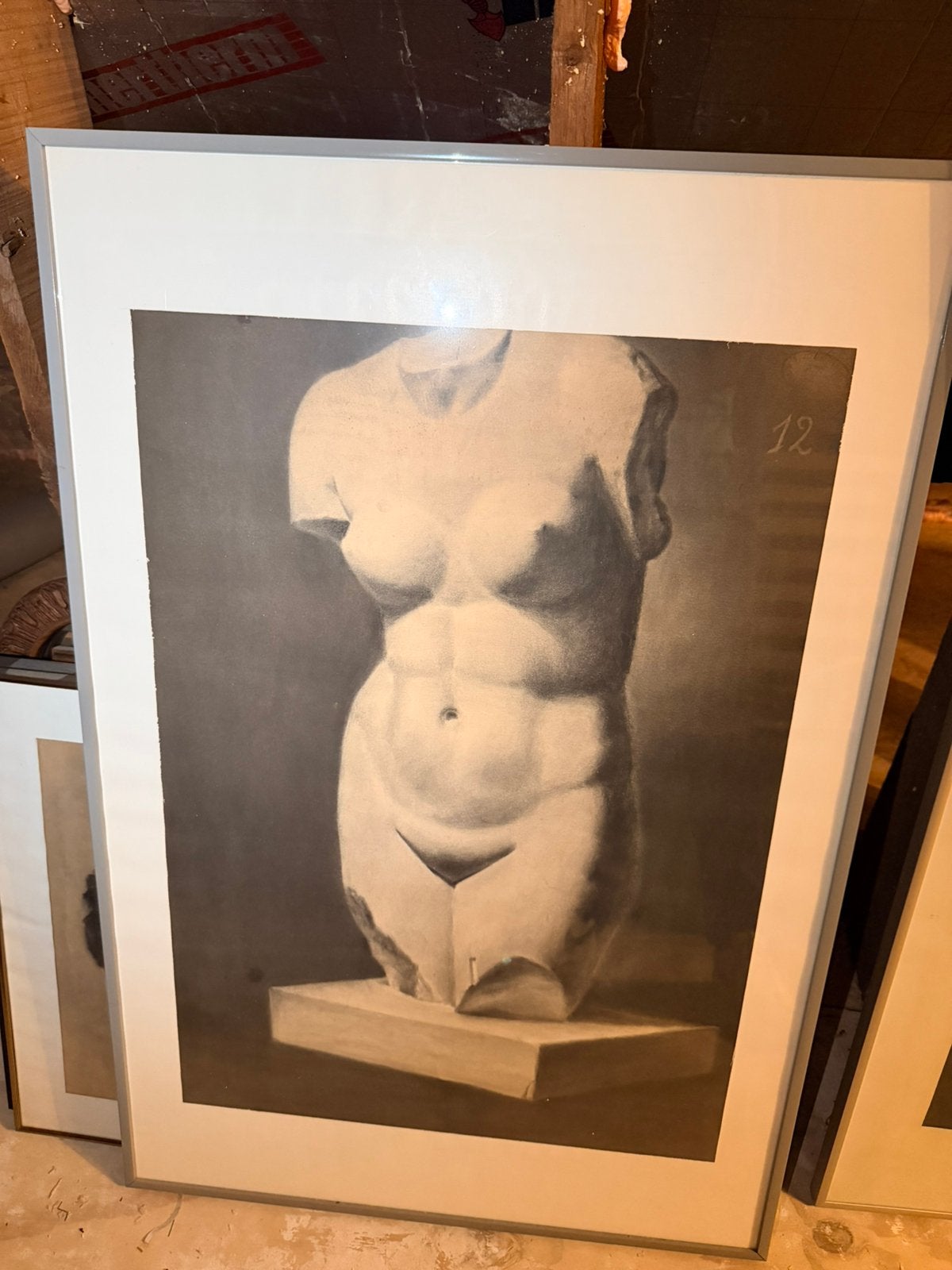 originele academische houtskooltekening - handgemaakt, Antiquités & Art, Enlèvement, Dessin au fusain, Fait main