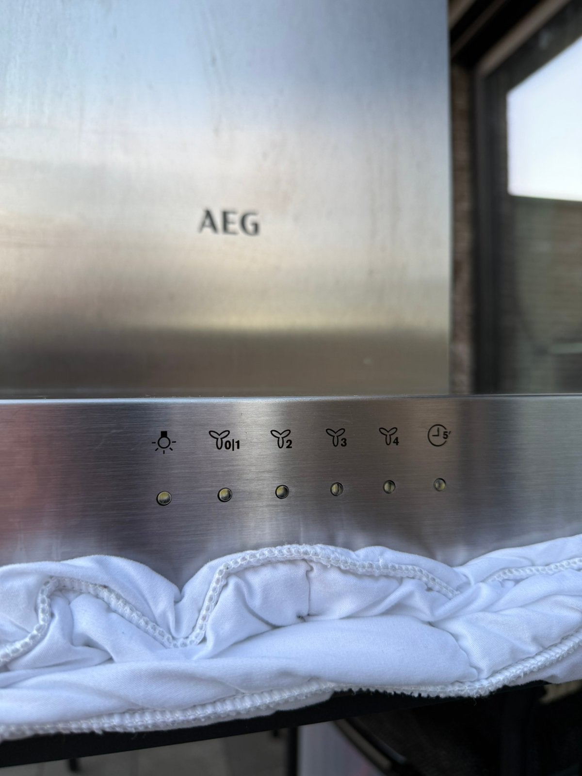 AEG DIE5970M dampkap, Ophalen, Gebruikt, Eilandschouwkap, Vrijstaand